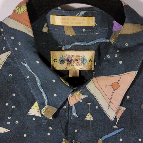SOLD Campia Moda Men's Vintage Blue Martini Shirt - Picture 4 of 7